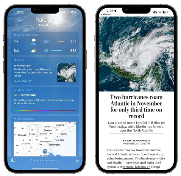 南澳苹果14维修分享iPhone 14手机如何看天气时顺带看新闻 