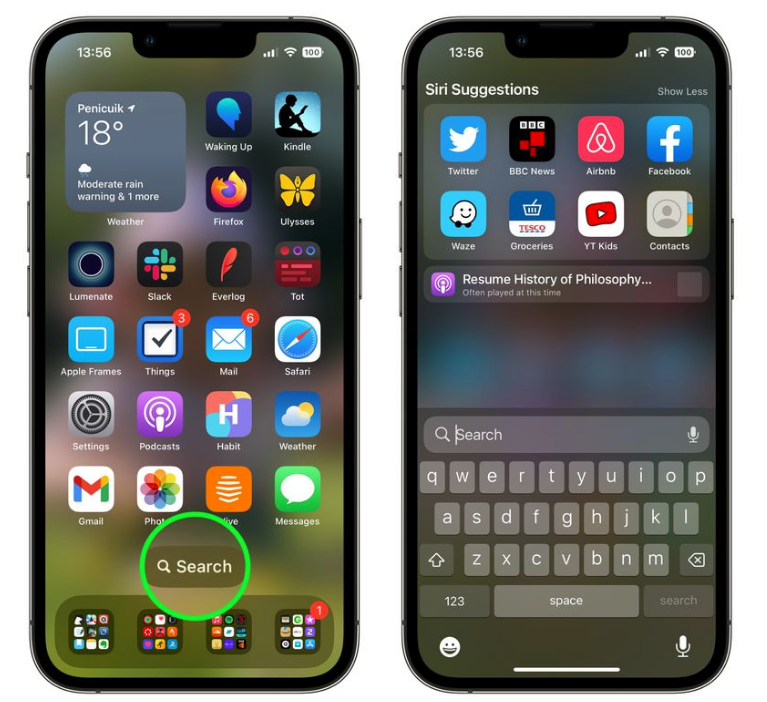 南澳苹果手机维修分享升级到 iOS 16 后，如何删除主屏幕上的搜索按钮 